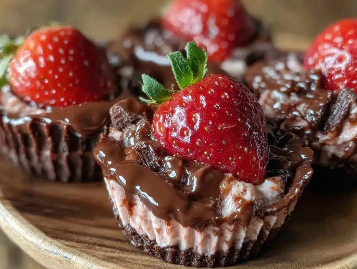 chocolate-covered strawberry buttercream cups preparation steps
