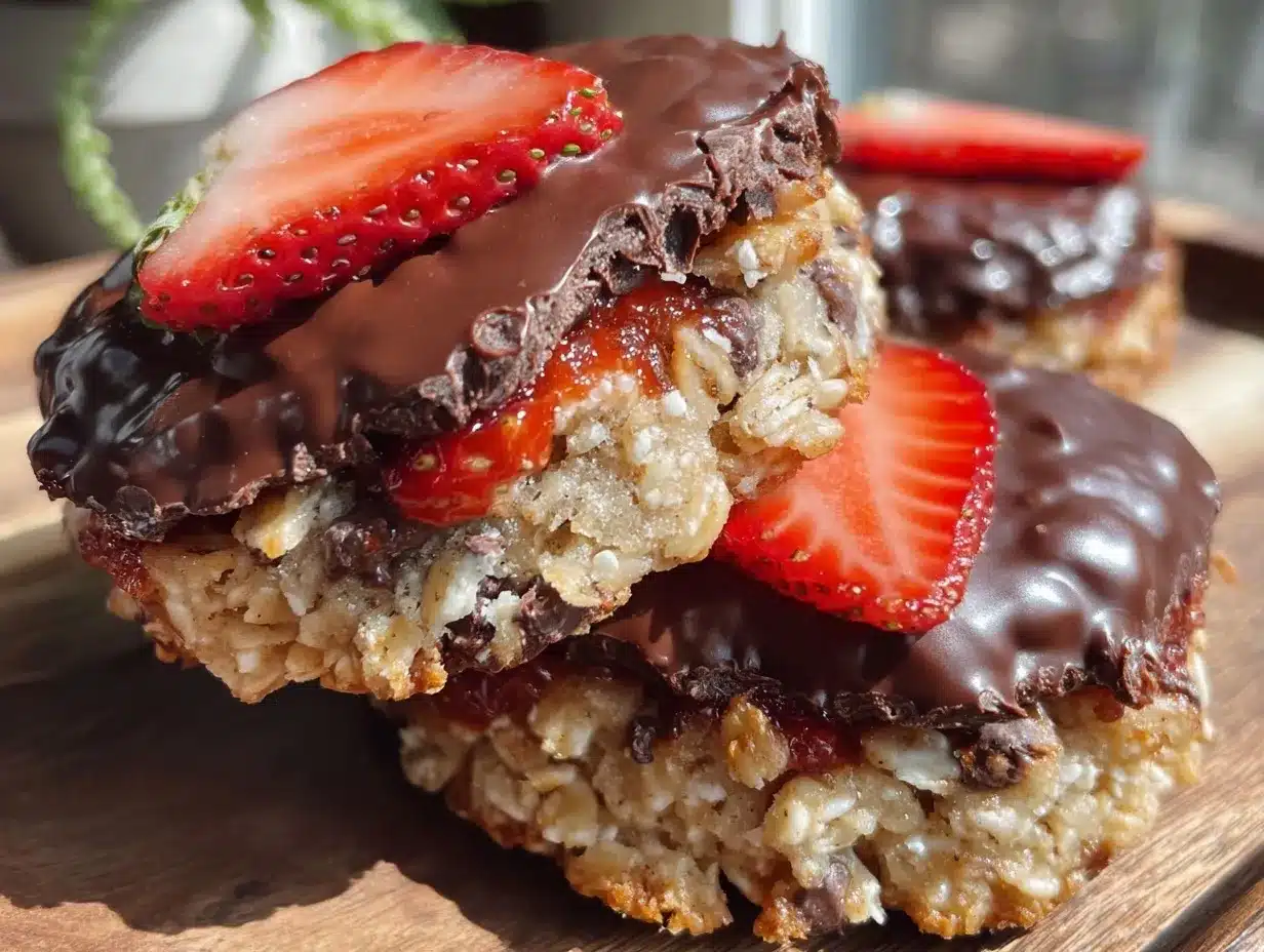 Chocolate-Covered Strawberry Cookie Crisp Stacks preparation steps