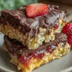 chocolate-covered strawberry rice crisp bars - featured image