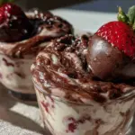 chocolate-covered strawberry swirl milk cups - featured image