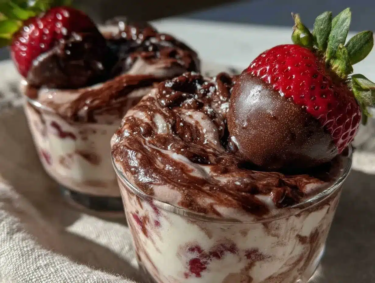 chocolate-covered strawberry swirl milk cups preparation steps