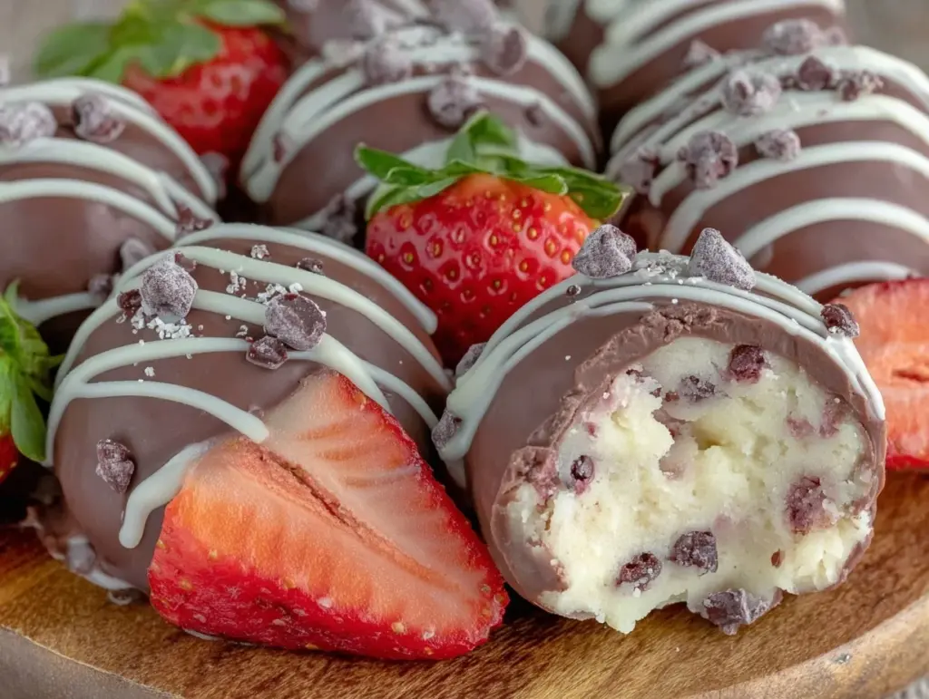 chocolate-dipped strawberry cookie dough truffles - featured image