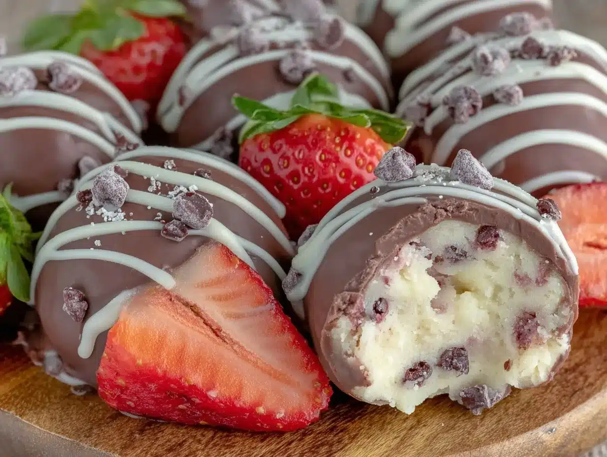 chocolate-dipped strawberry cookie dough truffles preparation steps