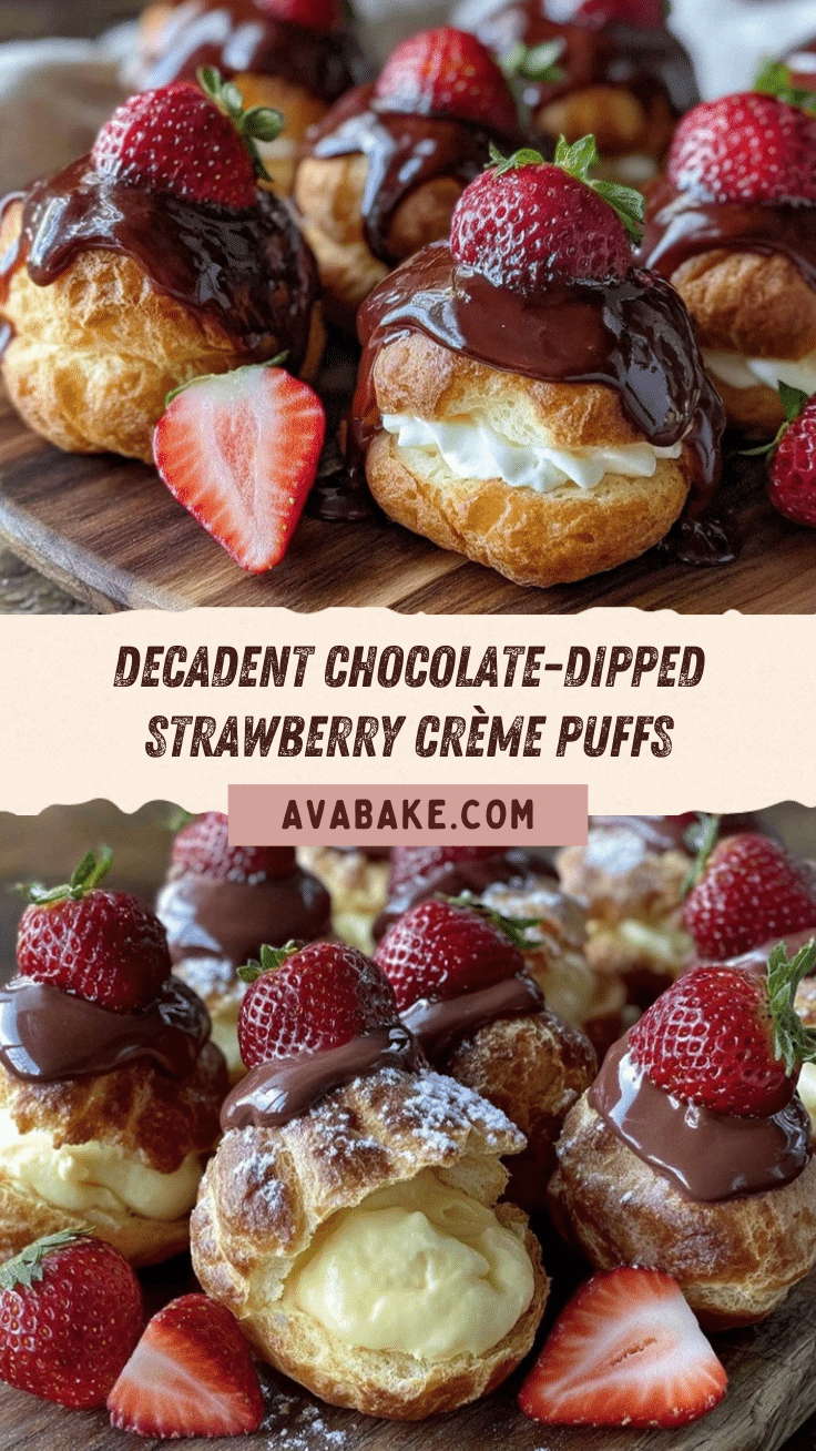 chocolate-dipped strawberry crème puffs recipe