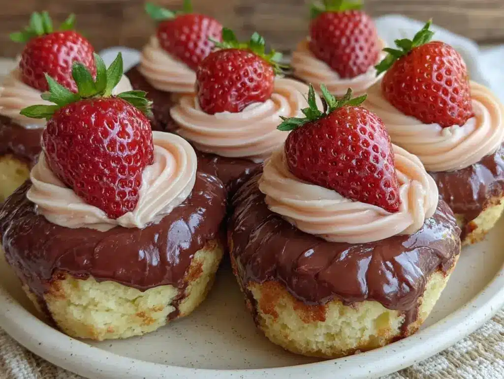 chocolate-dipped strawberry cupcake swirl tops - featured image