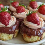 chocolate-dipped strawberry cupcake swirl tops - featured image