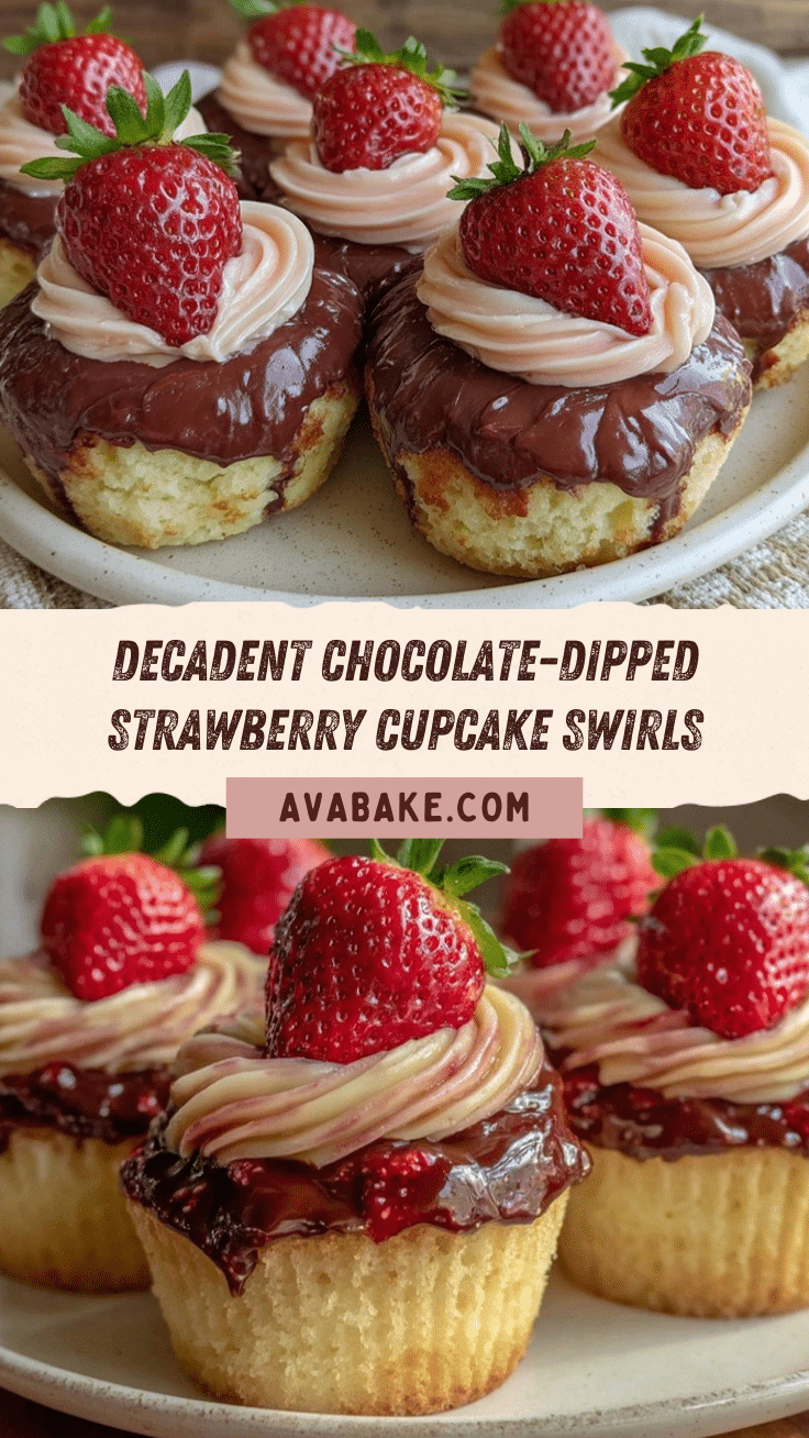 chocolate-dipped strawberry cupcake swirl tops recipe