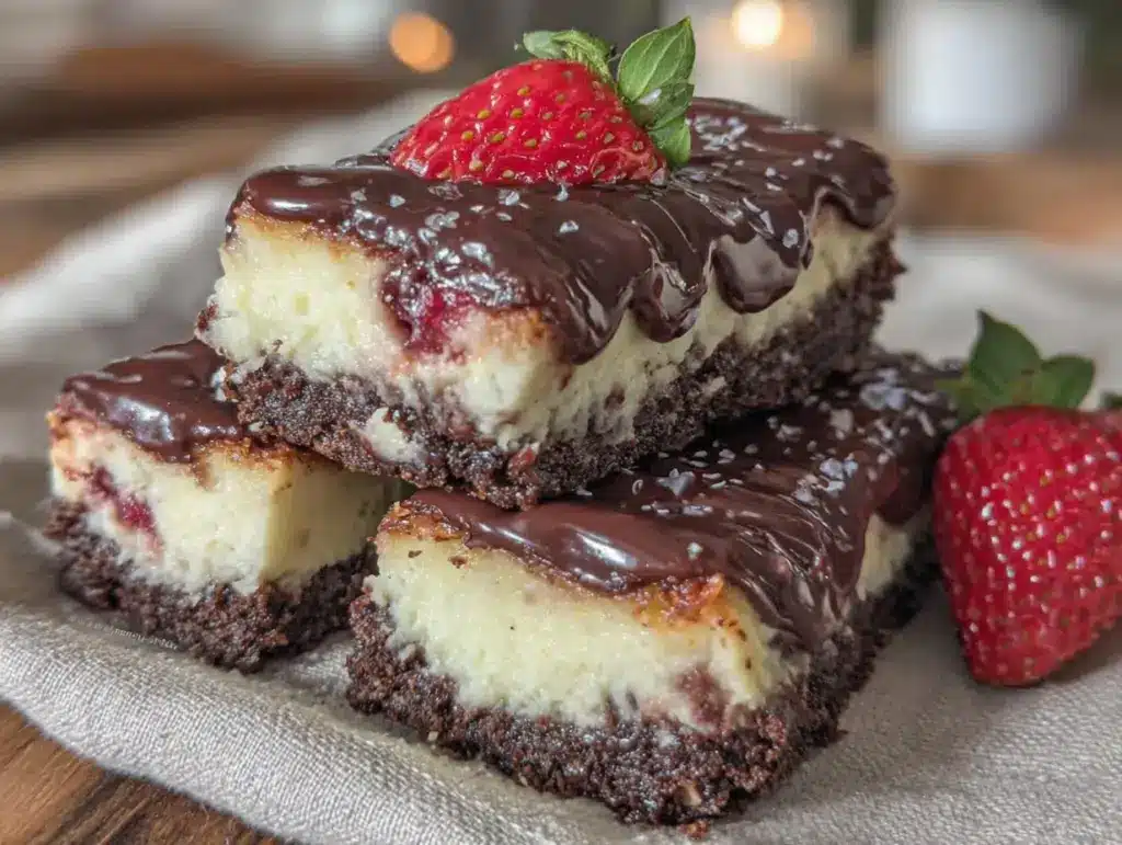 chocolate-dipped strawberry mini cheesecake sticks - featured image