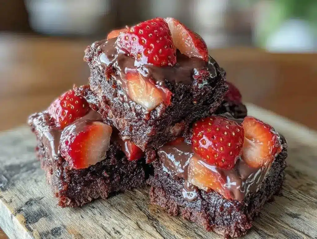 chocolate-dipped strawberry sheet cake squares - featured image
