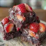 chocolate-dipped strawberry sheet cake squares - featured image