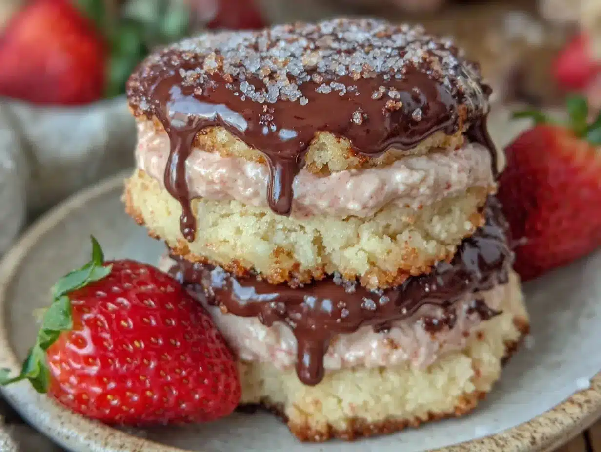chocolate-dipped strawberry sugar cookie sandwiches preparation steps