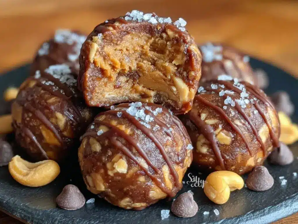 chocolate peanut butter protein balls - featured image
