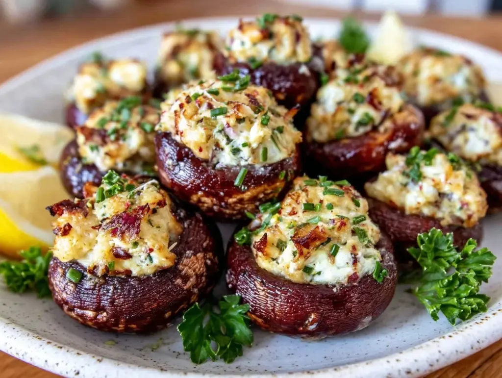 crab stuffed mushrooms - featured image