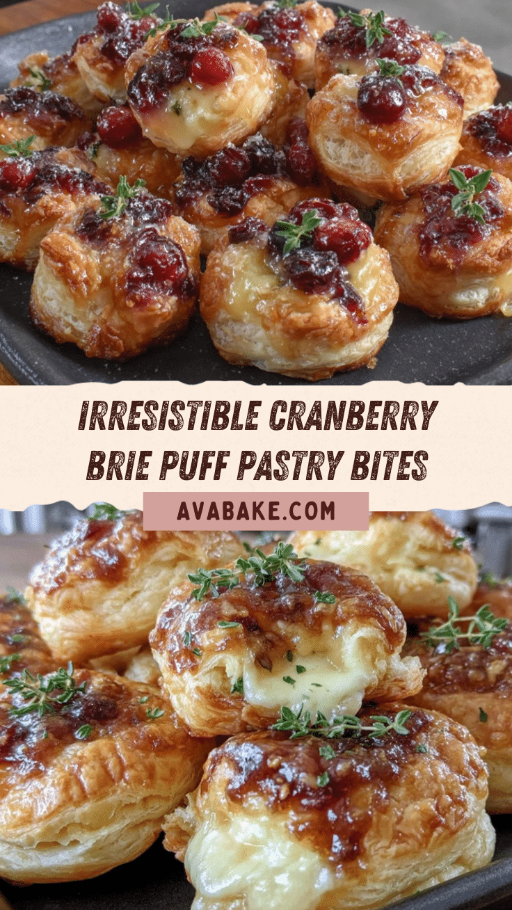 cranberry brie puff pastry bites recipe