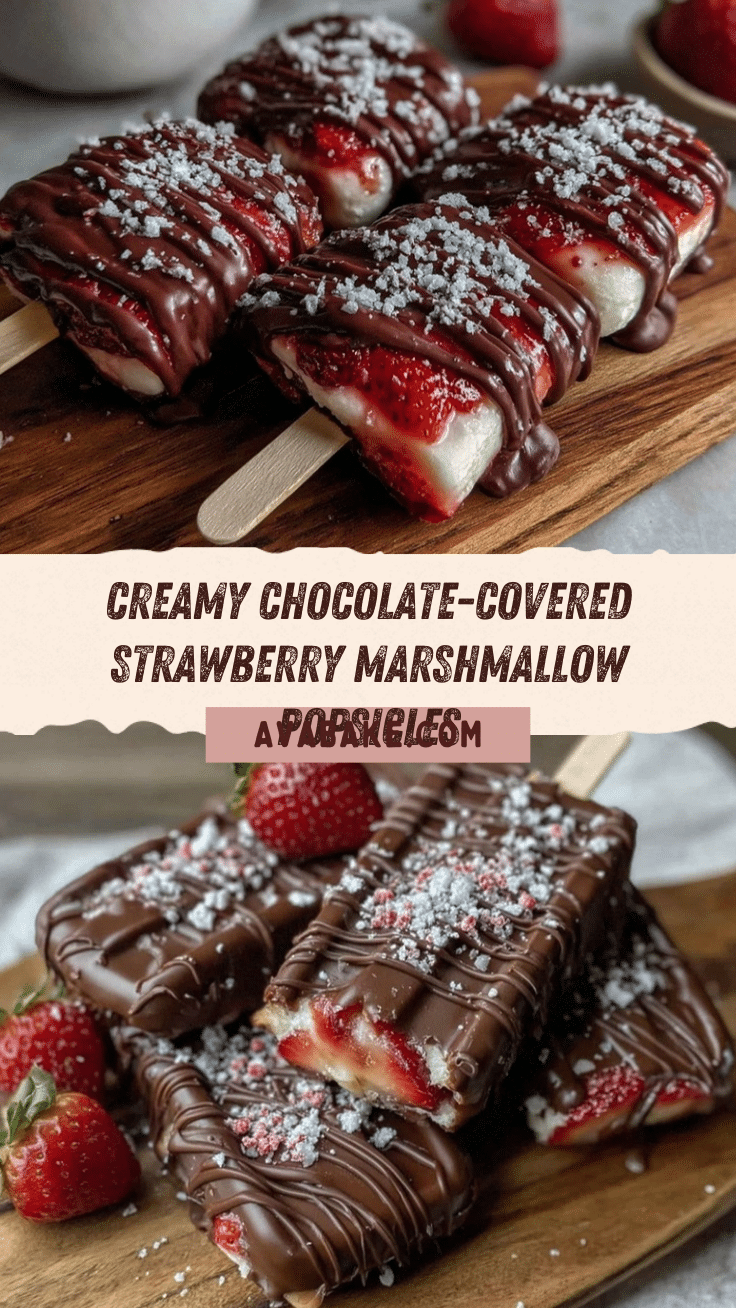 creamy chocolate-covered strawberry marshmallow popsicles recipe