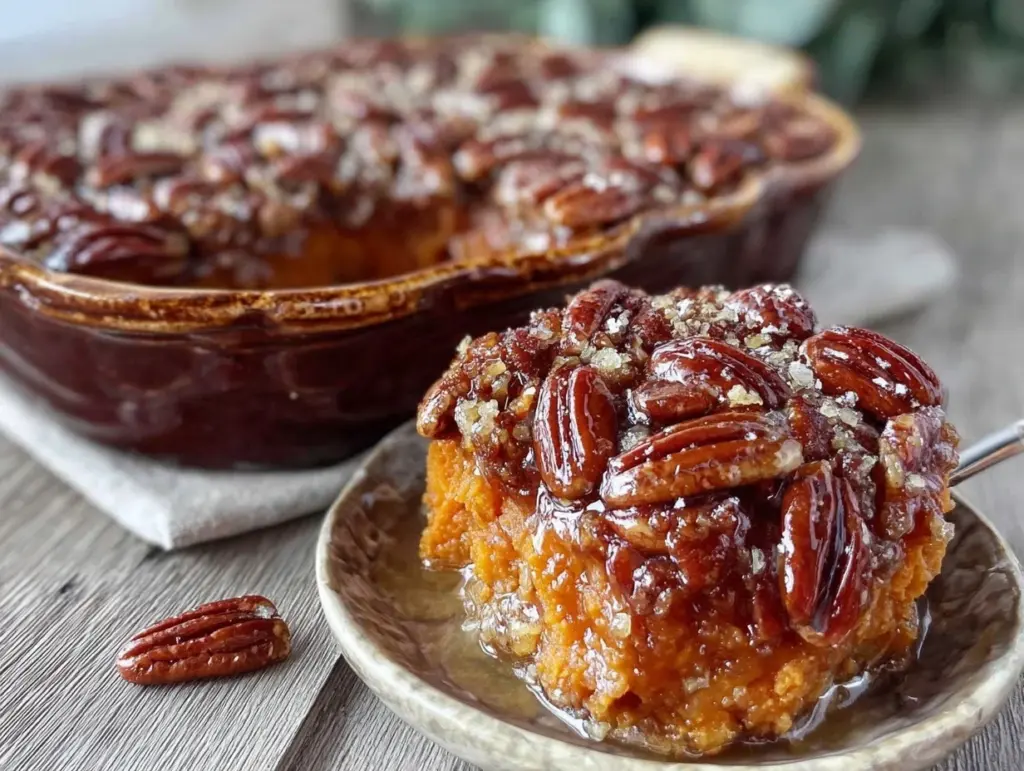 Creamy Maple Pecan Sweet Potato Casserole - featured image