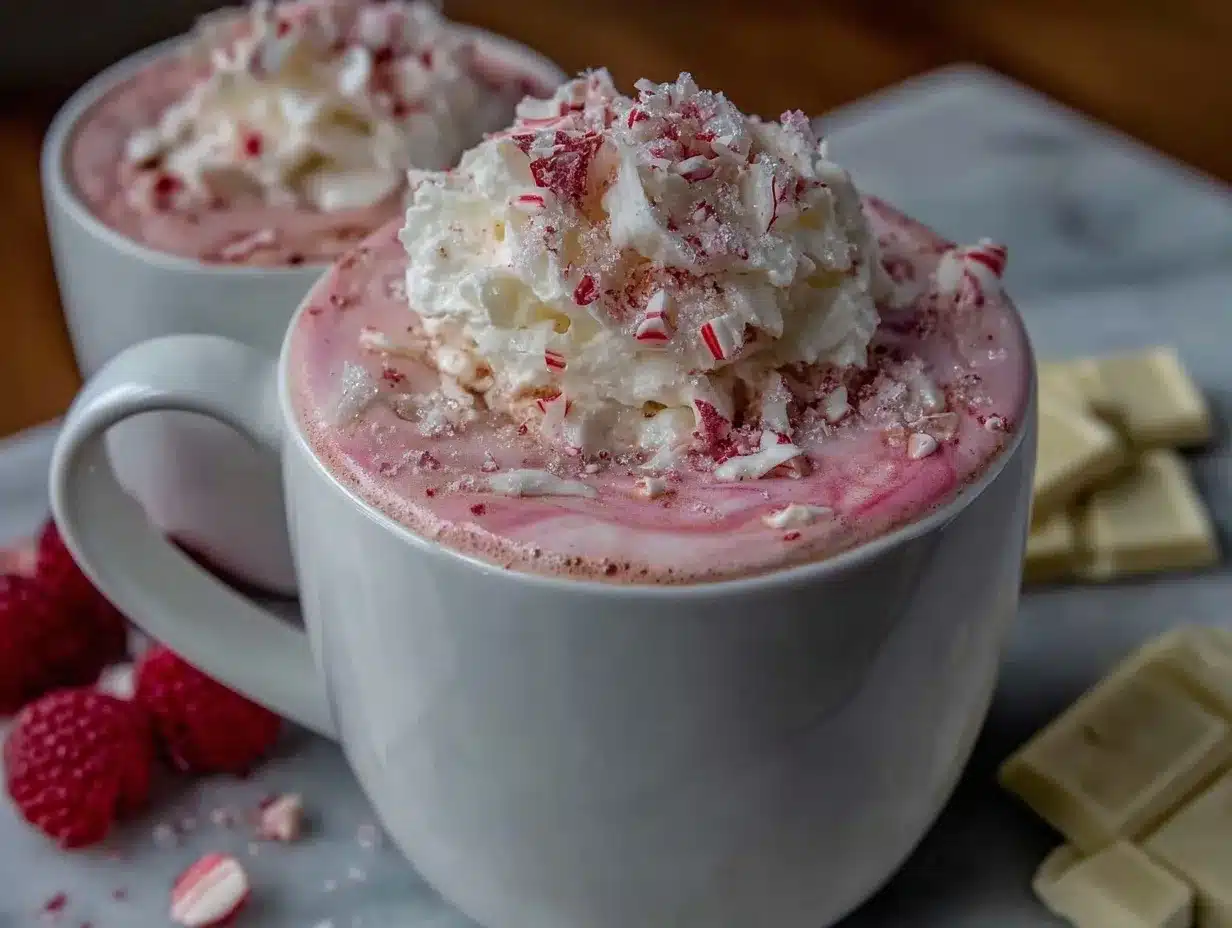 creamy pink velvet hot chocolate preparation steps