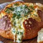 creamy spinach artichoke dip bread bowl - featured image