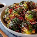 crispy roasted Brussels sprouts with bacon - featured image