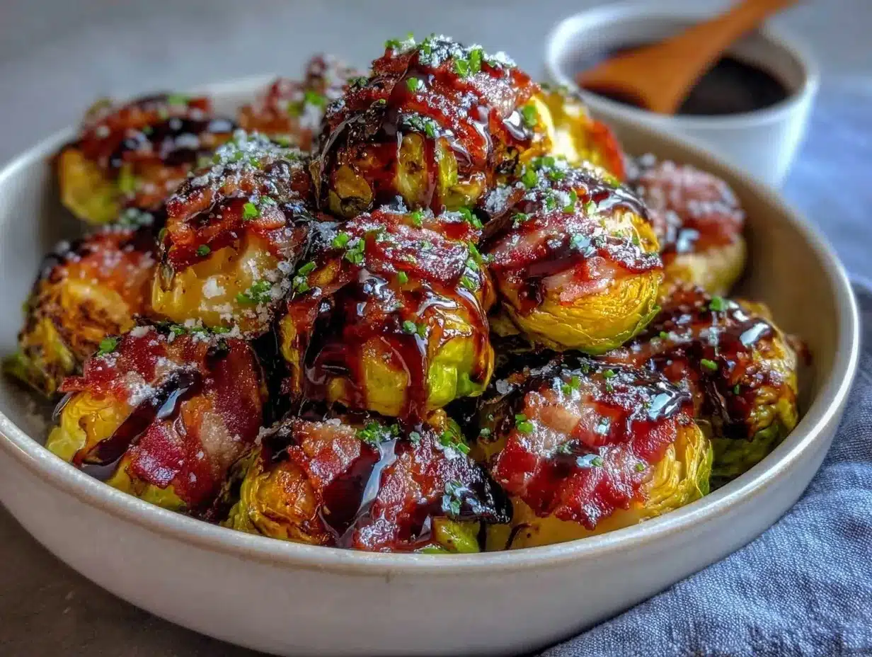 crispy roasted Brussels sprouts with bacon preparation steps
