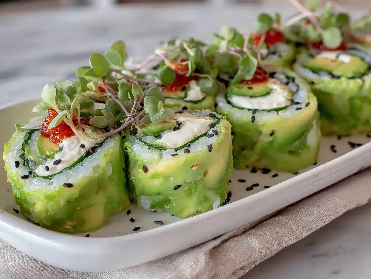cucumber avocado sushi rolls preparation steps