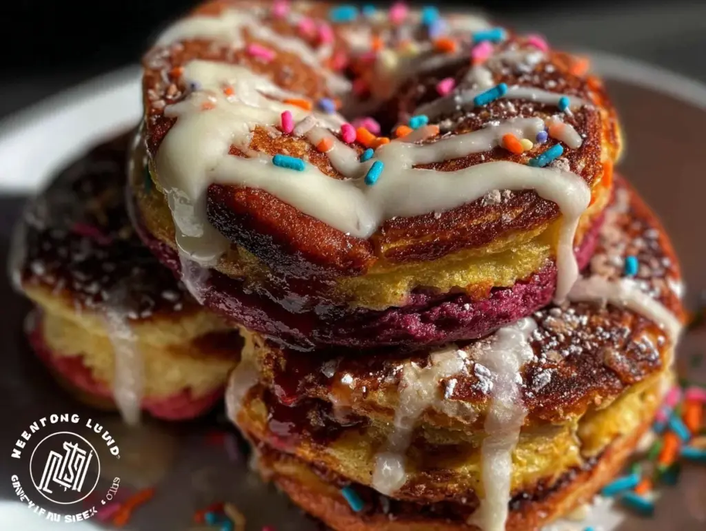 dr seuss rainbow pancake wheel cakes - featured image