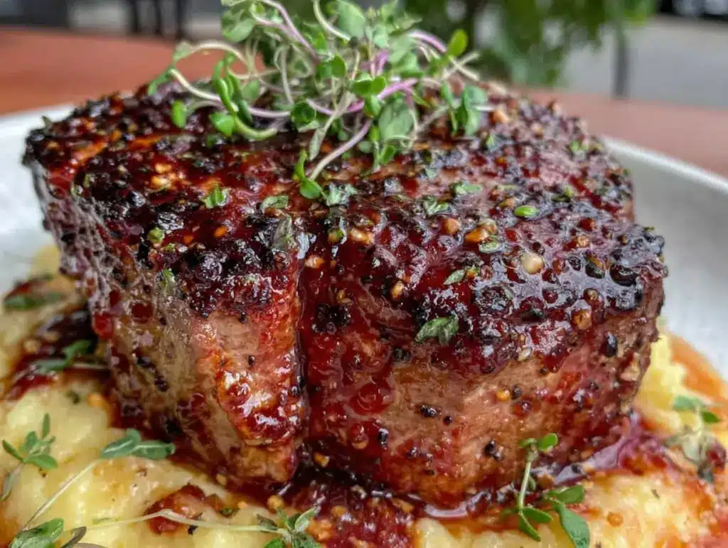 filet mignon with red wine reduction - featured image