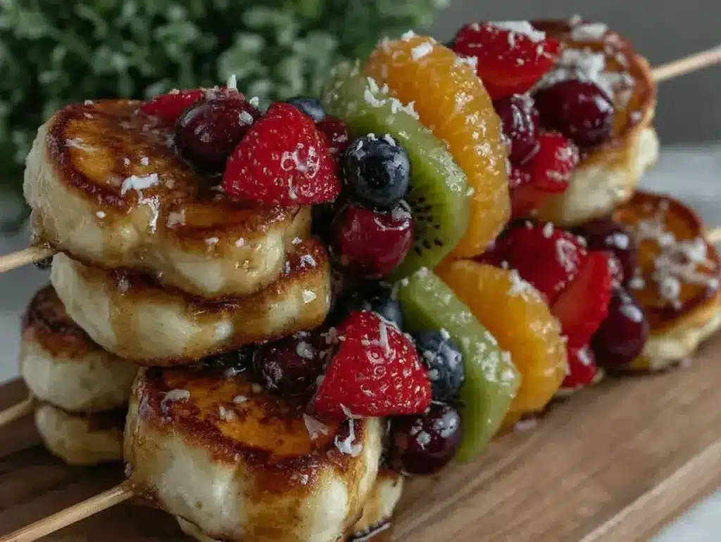fluffy dr seuss rainbow fruity pancake kabobs - featured image