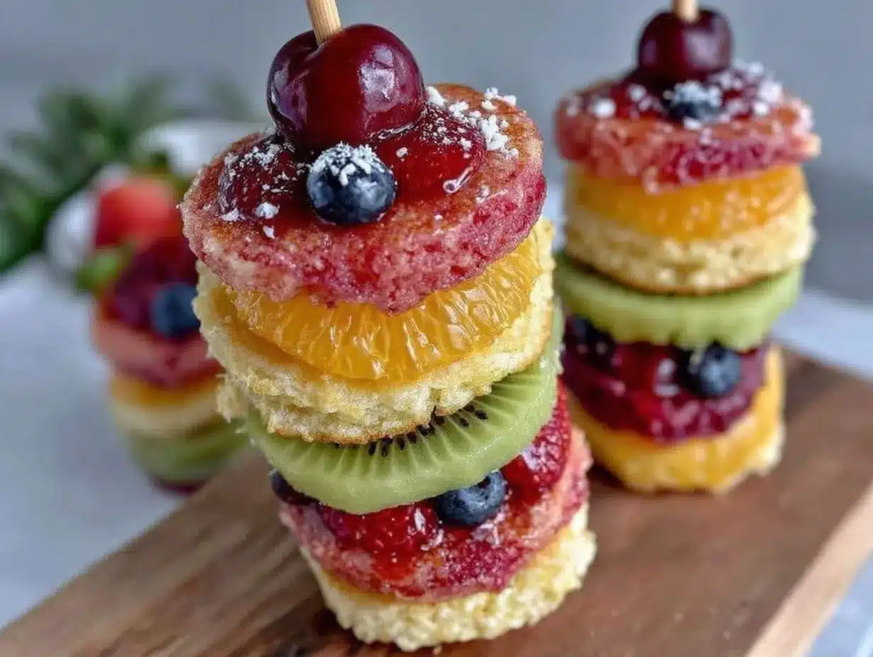 fluffy dr seuss rainbow fruity pancake kabobs preparation steps