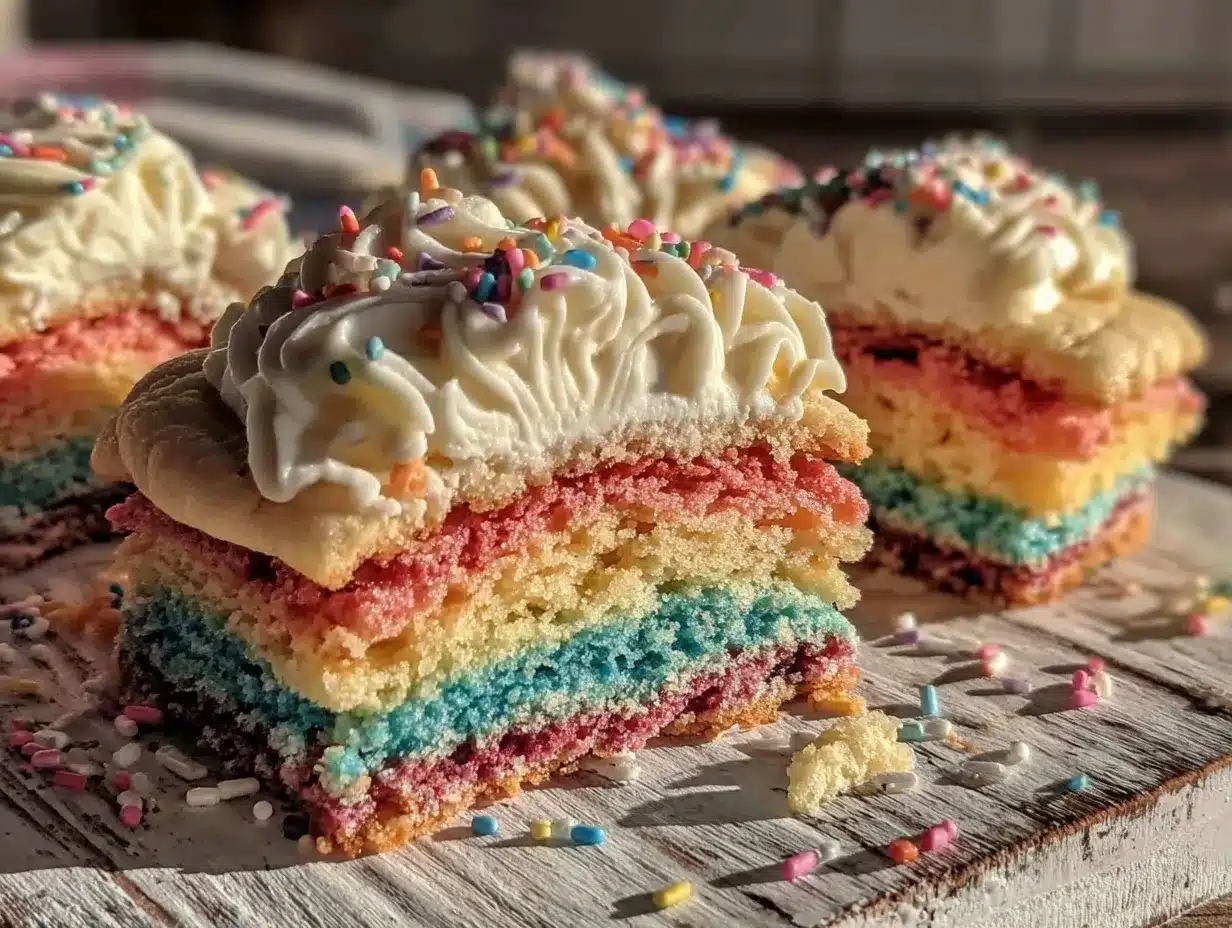 Fluffy Dr. Seuss Rainbow Sugar Cookie Stacks preparation steps