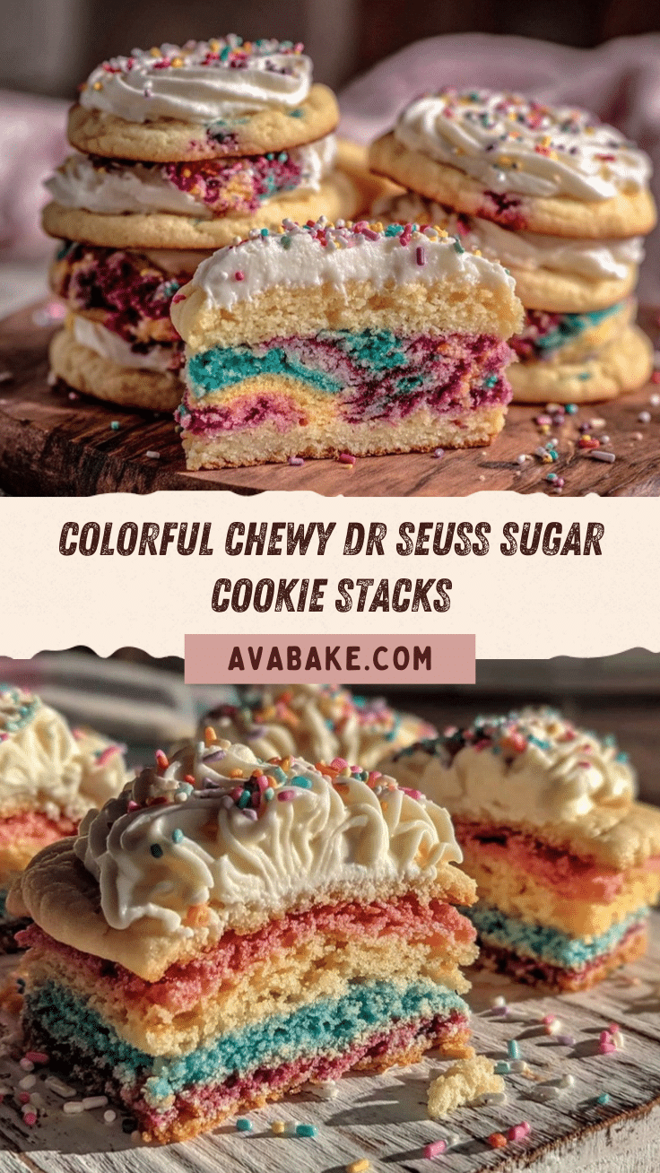 Fluffy Dr. Seuss Rainbow Sugar Cookie Stacks recipe