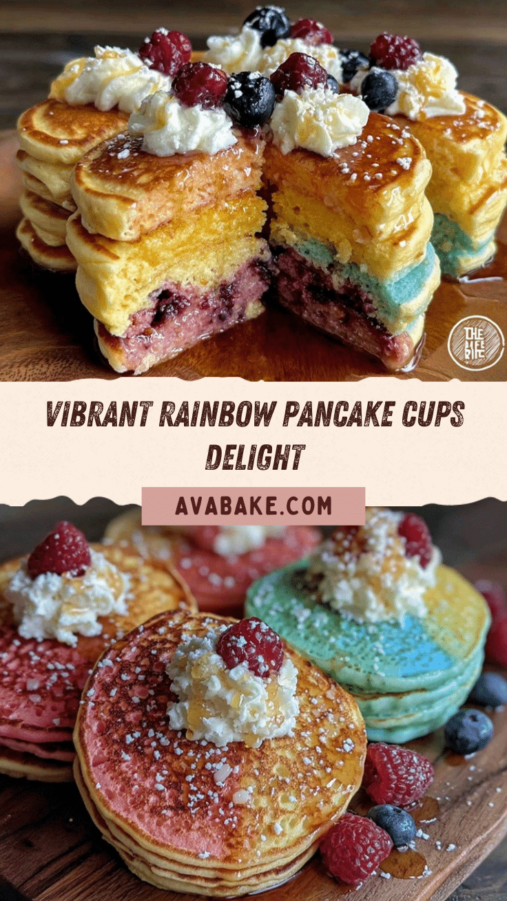 fluffy rainbow pancake cups recipe