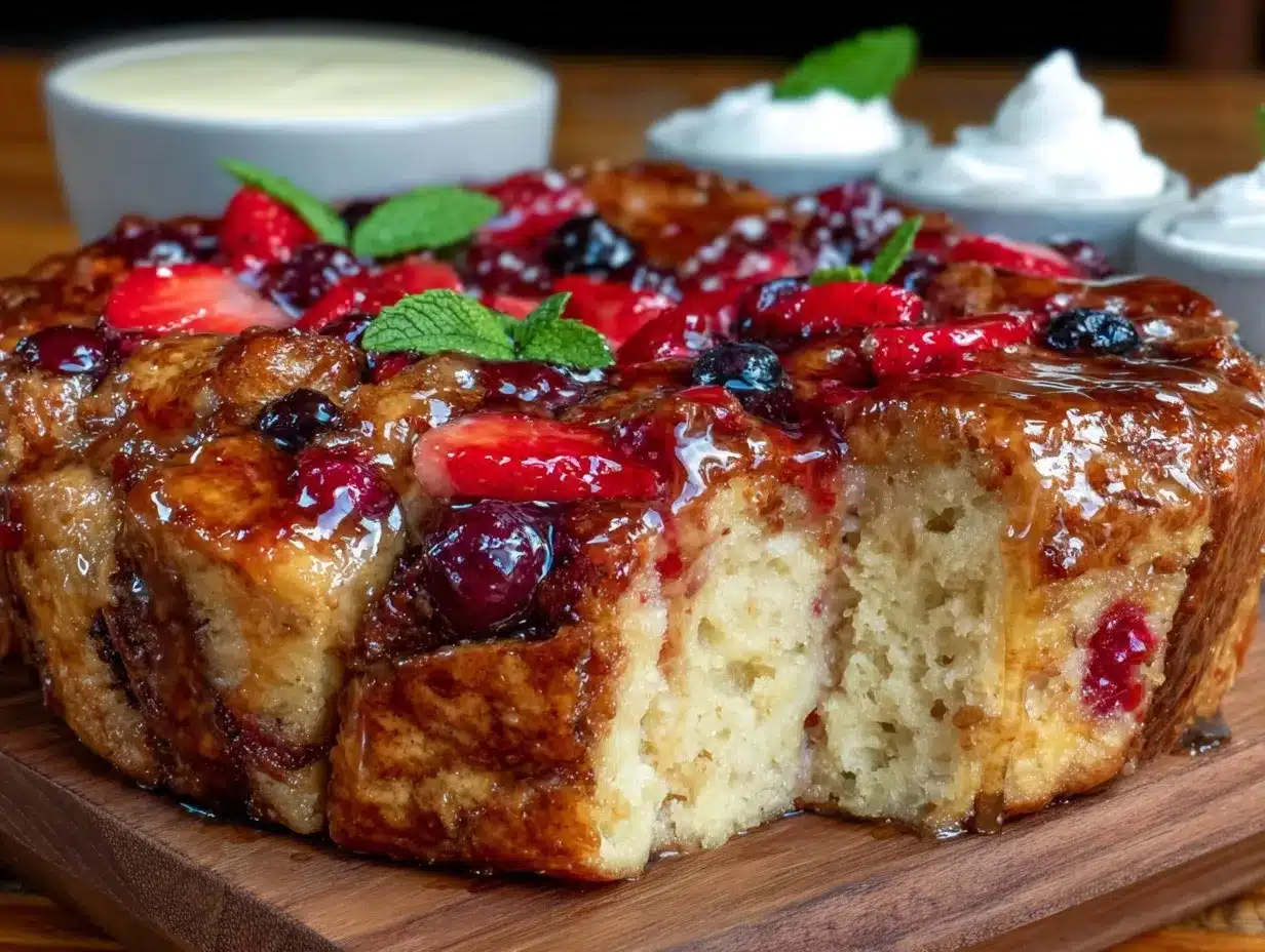 Galentines Berry Bread Pudding Board preparation steps