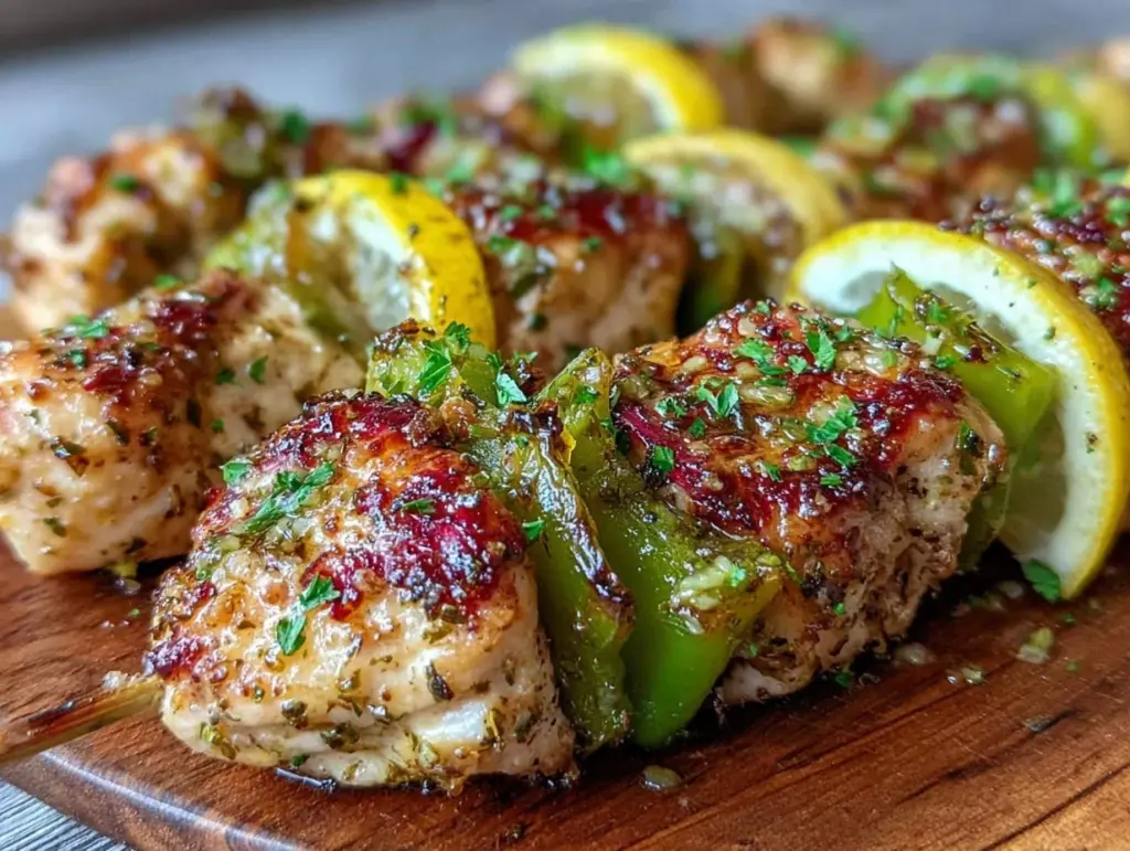 healthy air fryer lemon chicken skewers - featured image