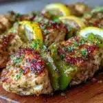 healthy air fryer lemon chicken skewers - featured image