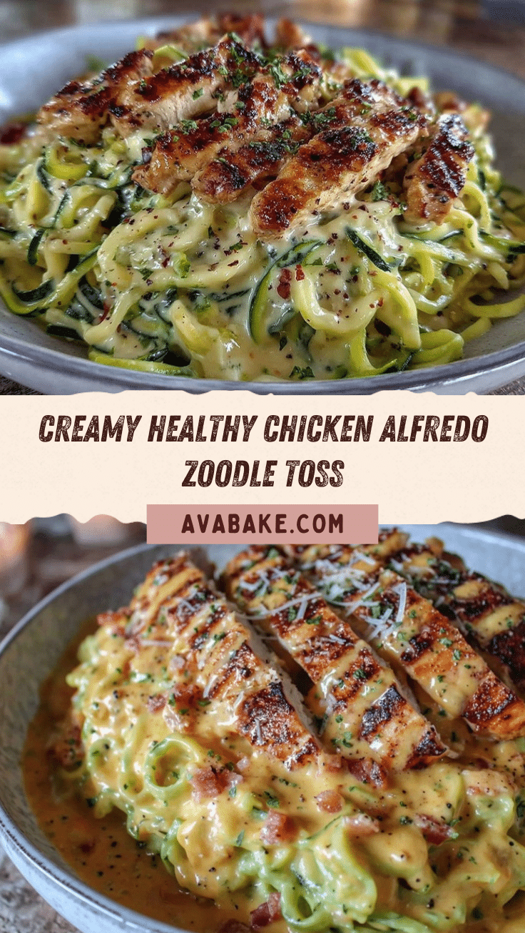 healthy chicken alfredo zoodle toss recipe