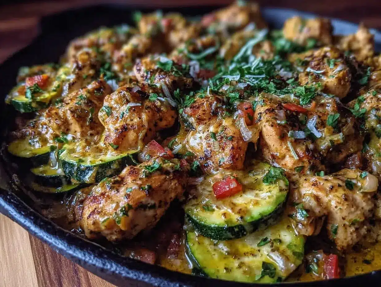 Healthy Chicken Ranch Zucchini Skillet preparation steps