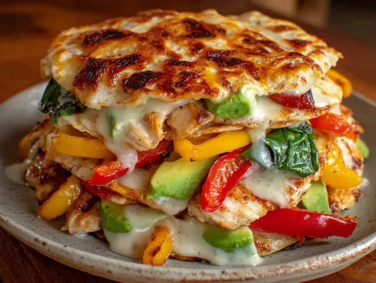 Healthy Chicken Veggie Tortilla Stack preparation steps