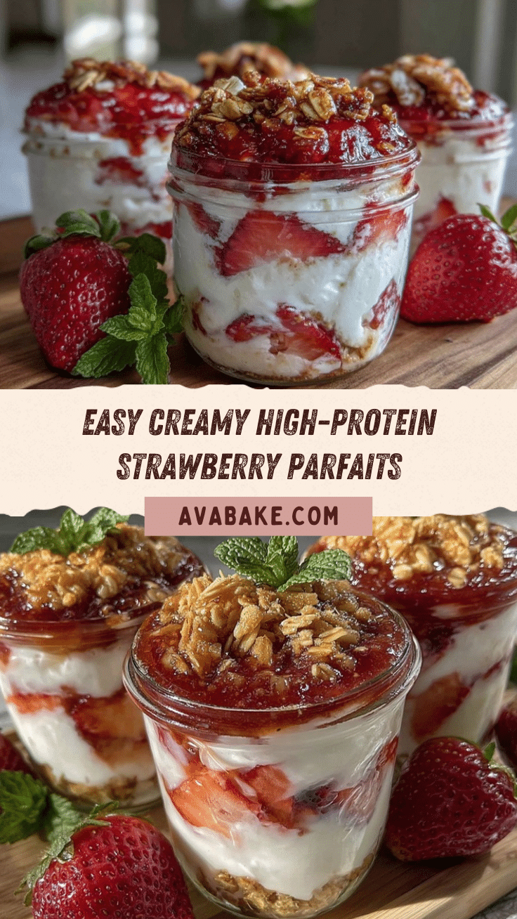 healthy high-protein strawberry parfait jars recipe