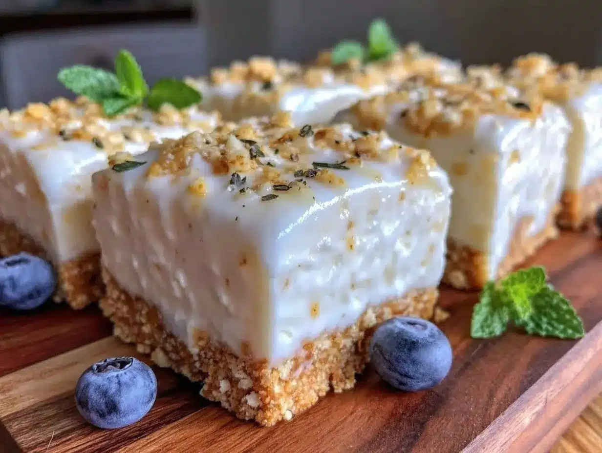 Healthy High-Protein Yogurt Cheesecake Bars preparation steps