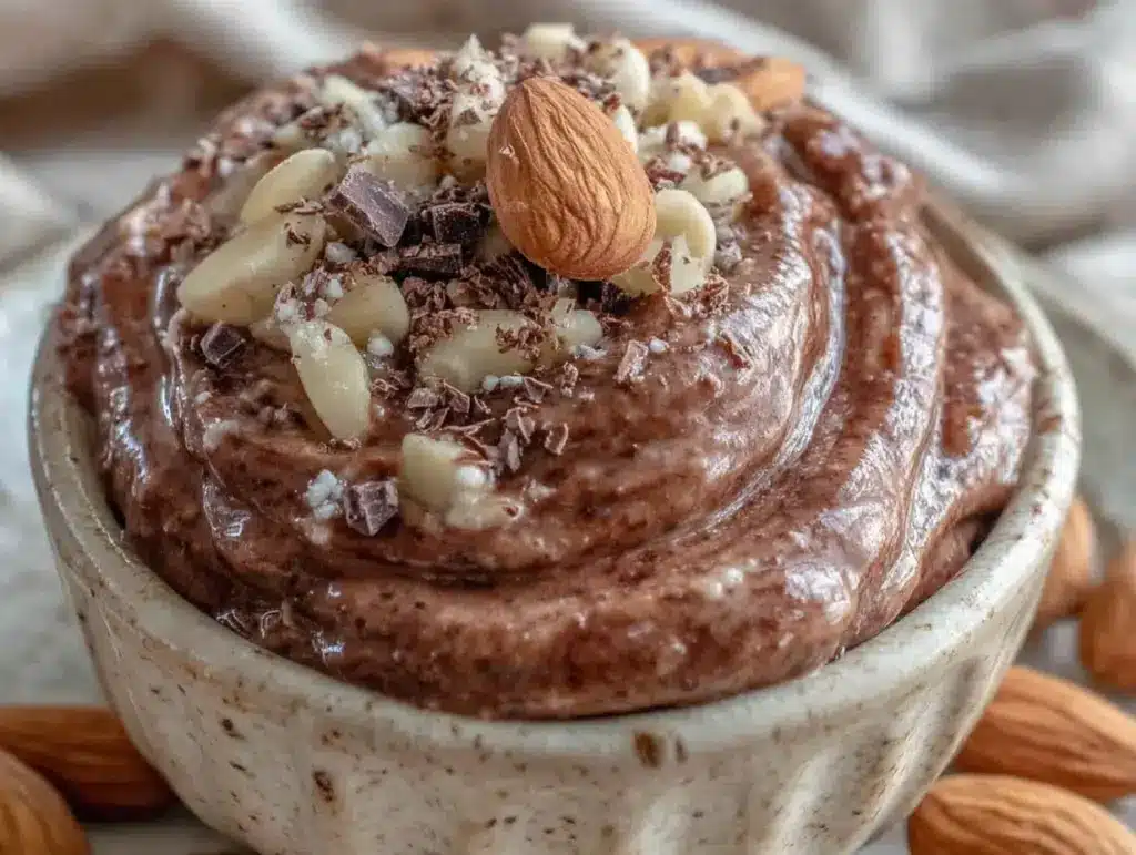healthy protein almond chocolate dip - featured image