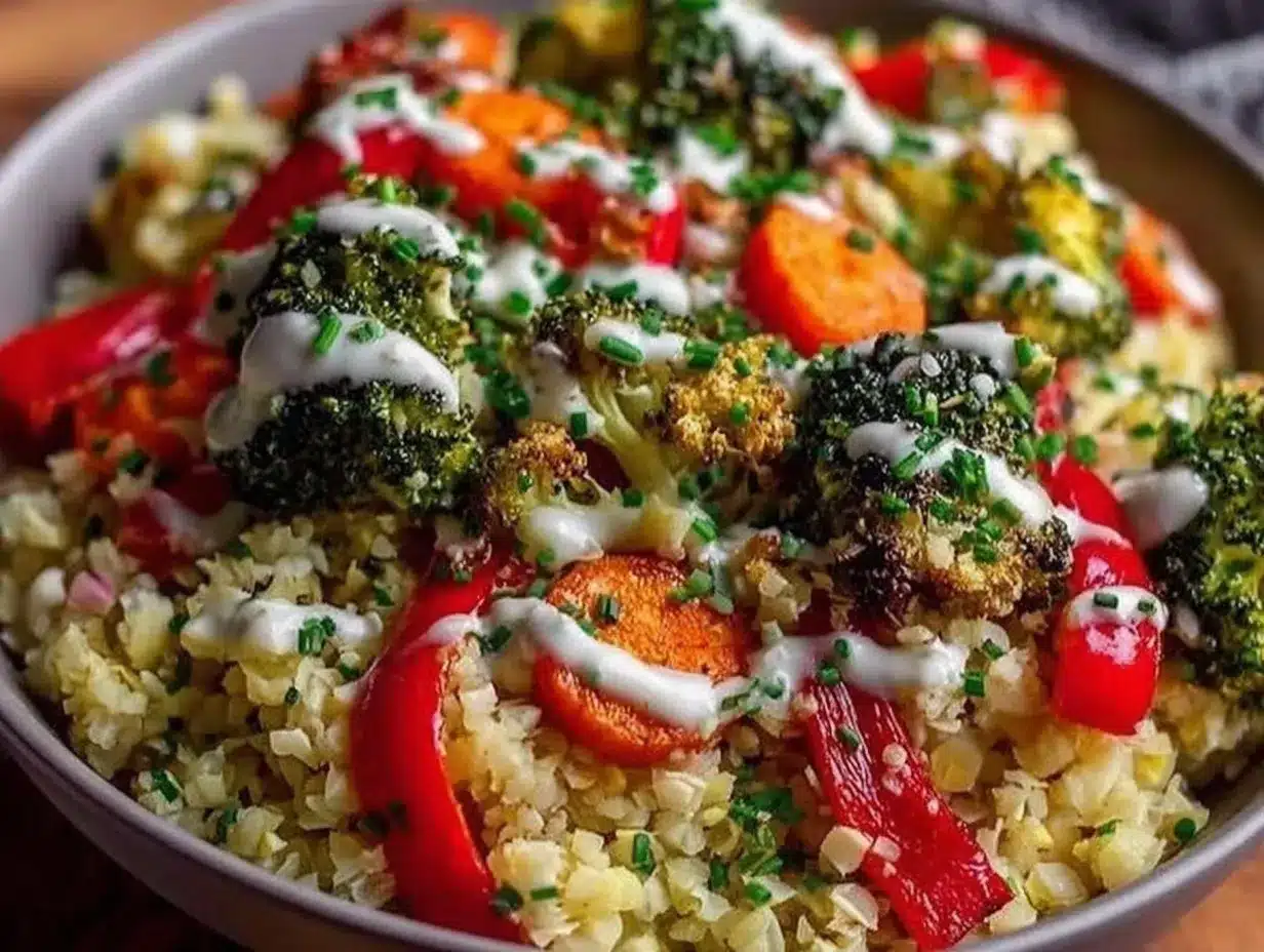 Healthy Ranch Cauliflower Rice Bowls preparation steps