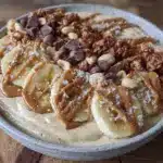 high protein banana peanut butter smoothie bowl - featured image