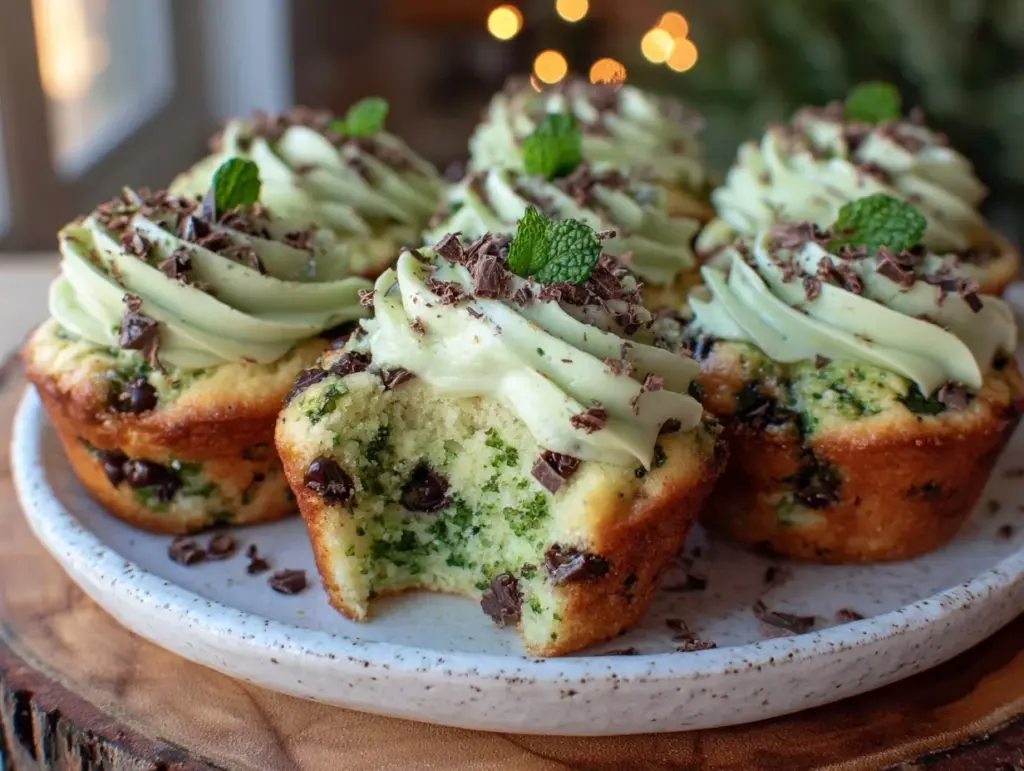 irish mint chocolate chip cupcake bites - featured image