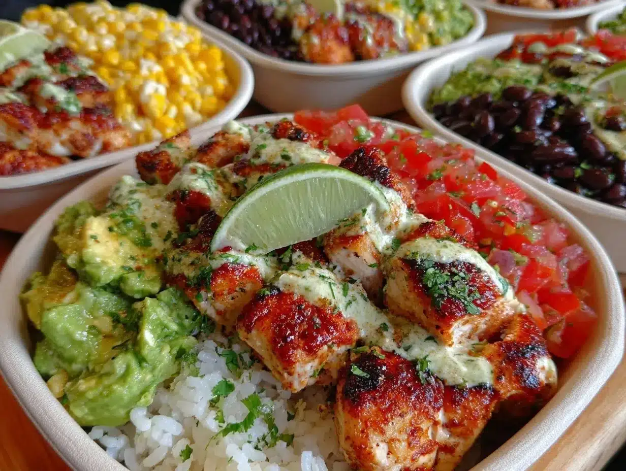 meal prep chicken burrito bowls preparation steps