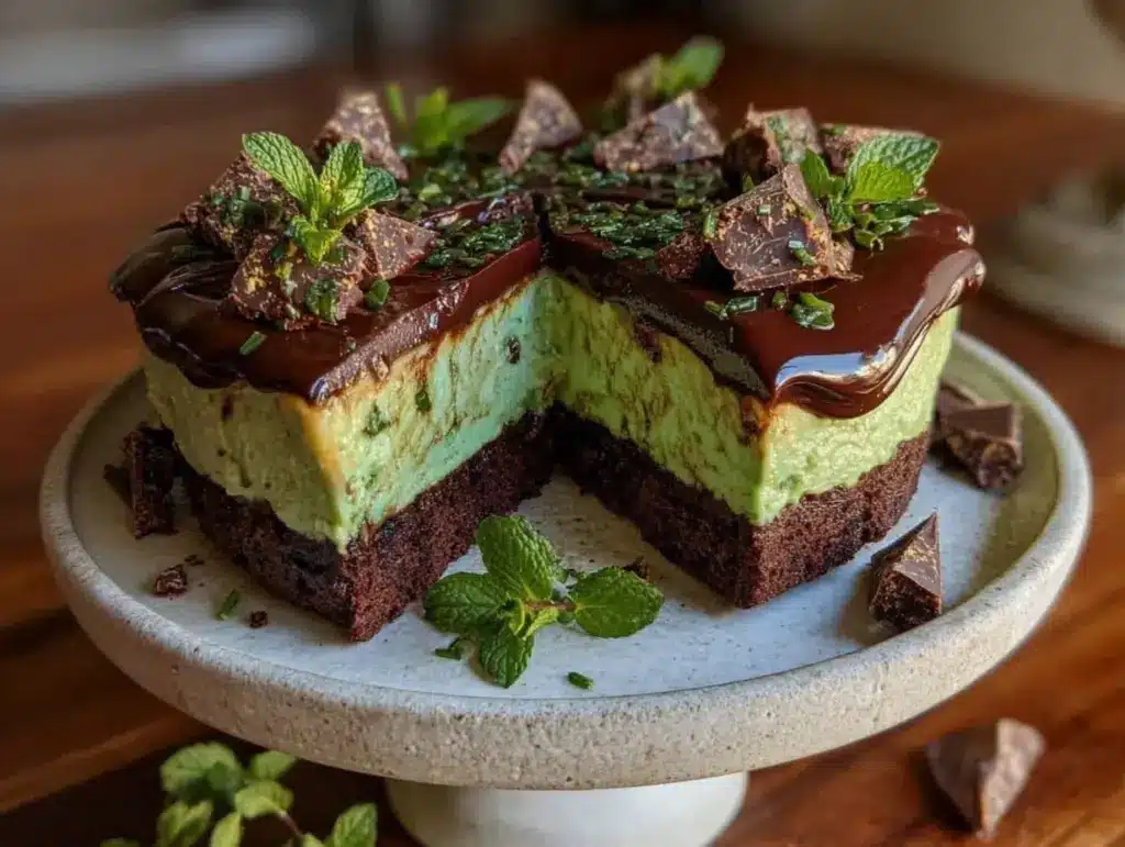 mint chocolate mousse cake - featured image