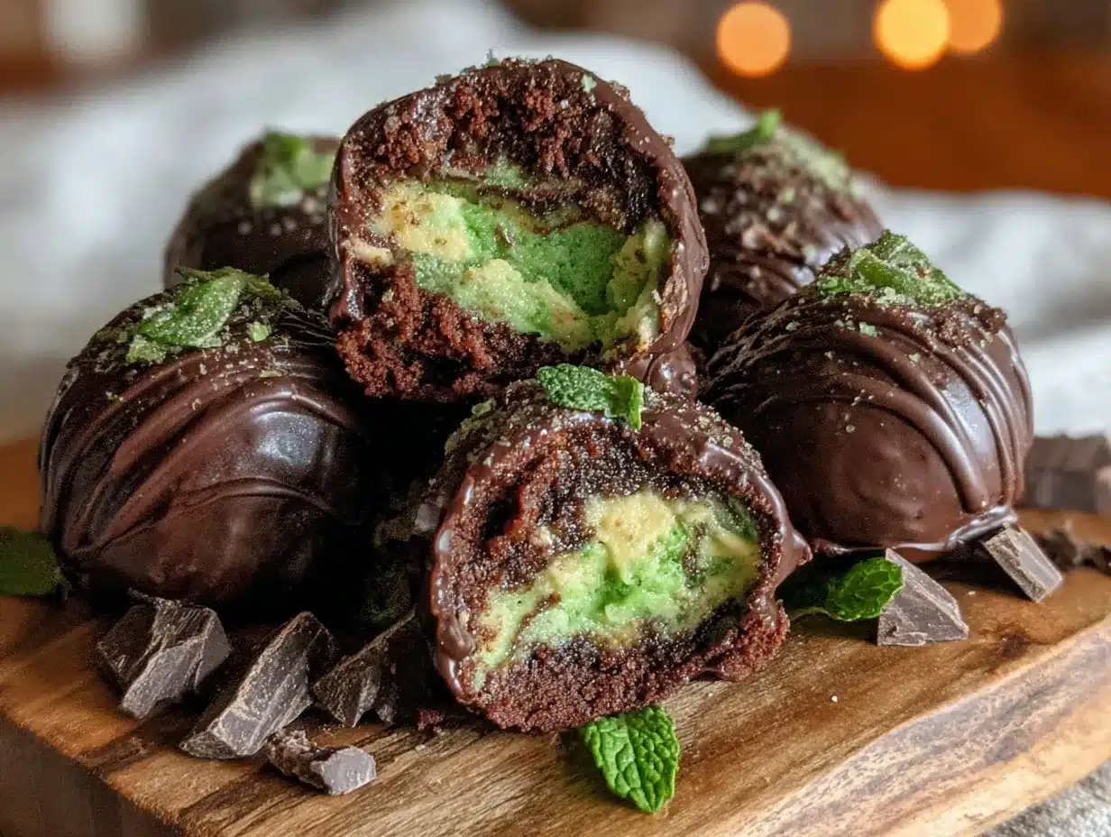 Mint Chocolate Truffle Bombs preparation steps