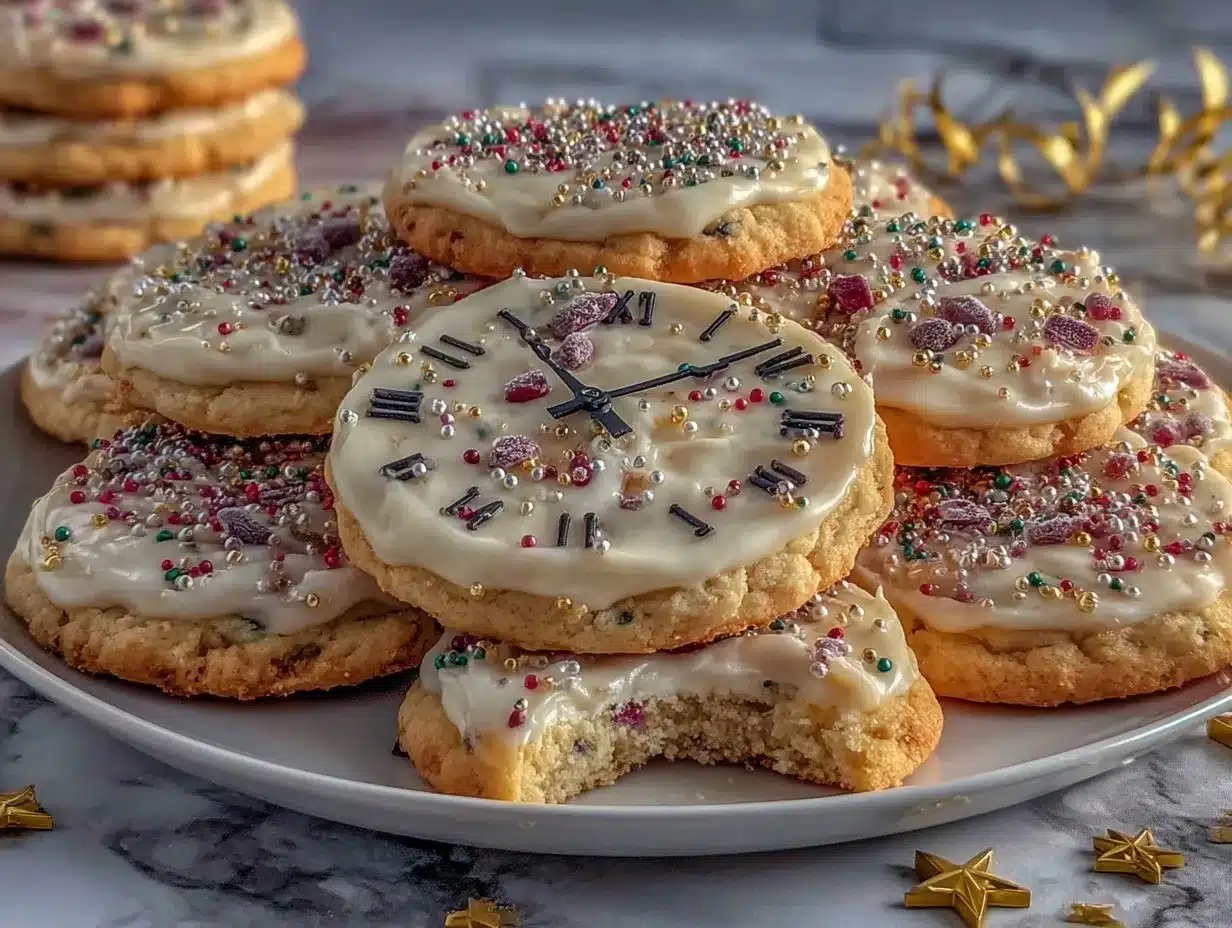 New Year’s Confetti Clock Cookies preparation steps