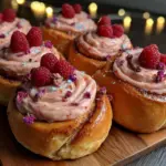 pink frosted cinnamon roll board - featured image