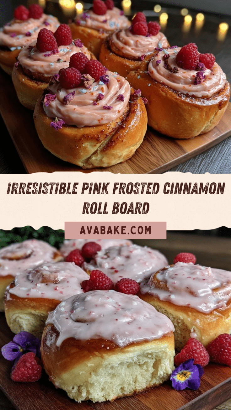 pink frosted cinnamon roll board recipe